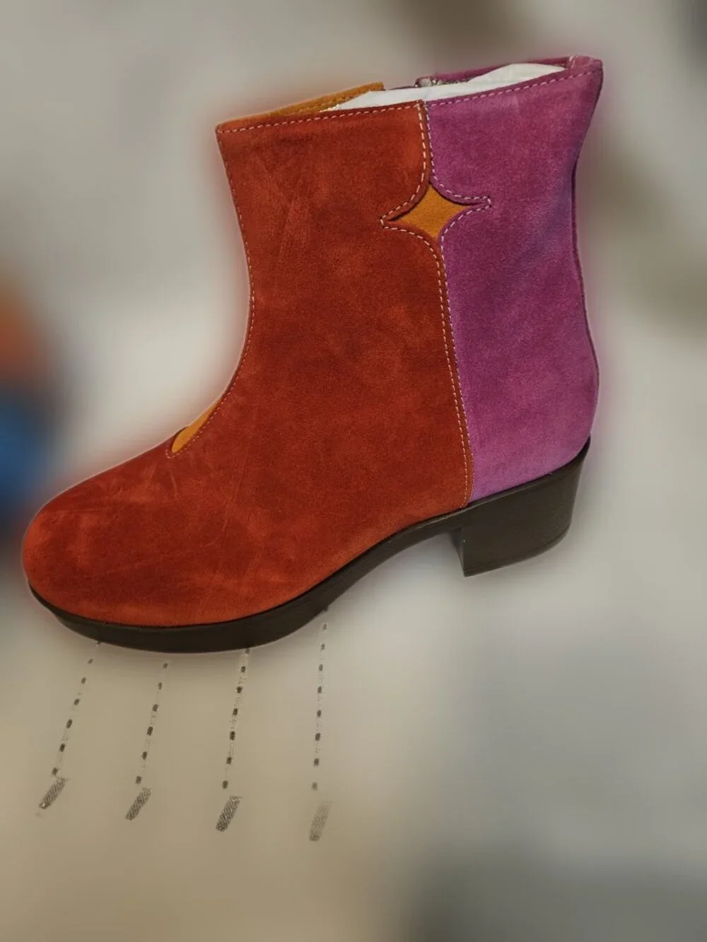 Lazo Luna Boots Womens 10.5 Color Block Suede Vanilla Scented NIB